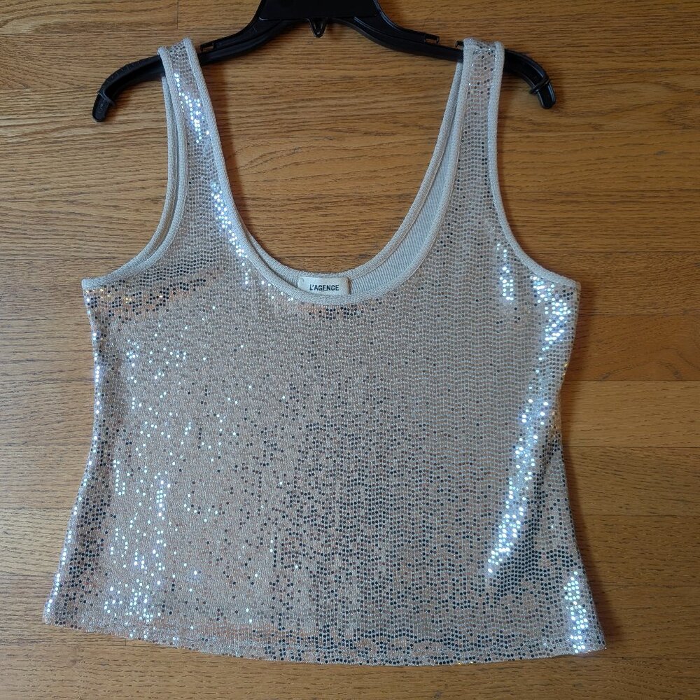 L’AGENCE Silver Sequin Tank Top